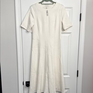 Elegant Cream Midi Ponte Dress